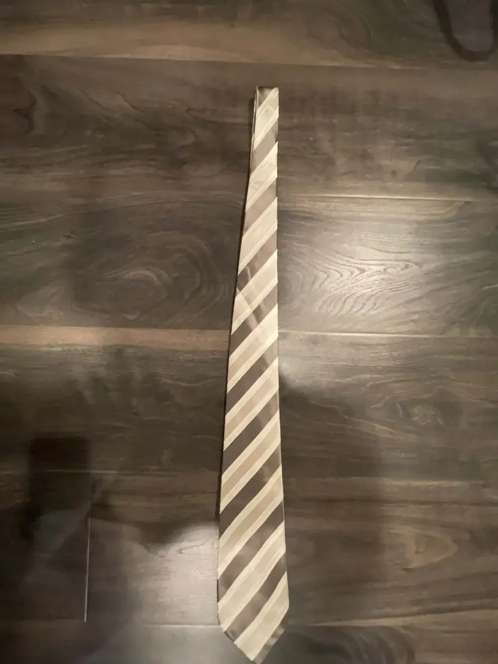 Donald J. Trump Signature Collection Striped Silk Necktie Brown and Beige